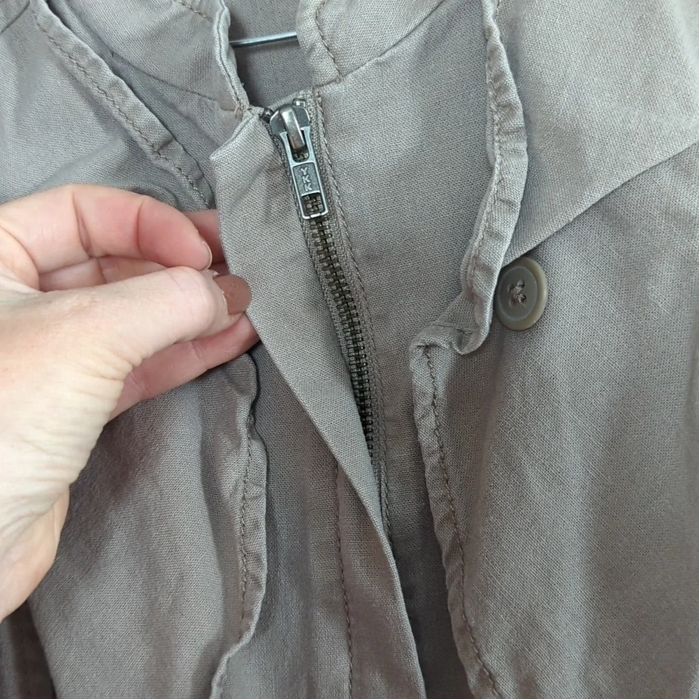 Loft Lightweight Tan Zip Ruffle Moto Jacket Size Women's L